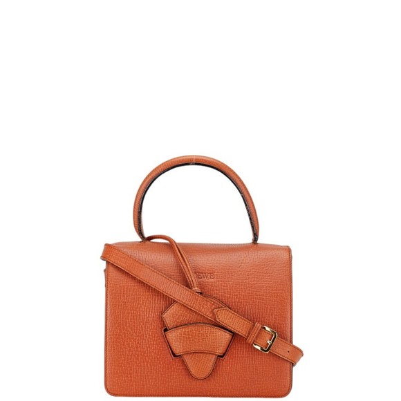 LOEWE Barcelona Handbag Shoulder Bag Orange Leather Women's - Picture 1 of 7